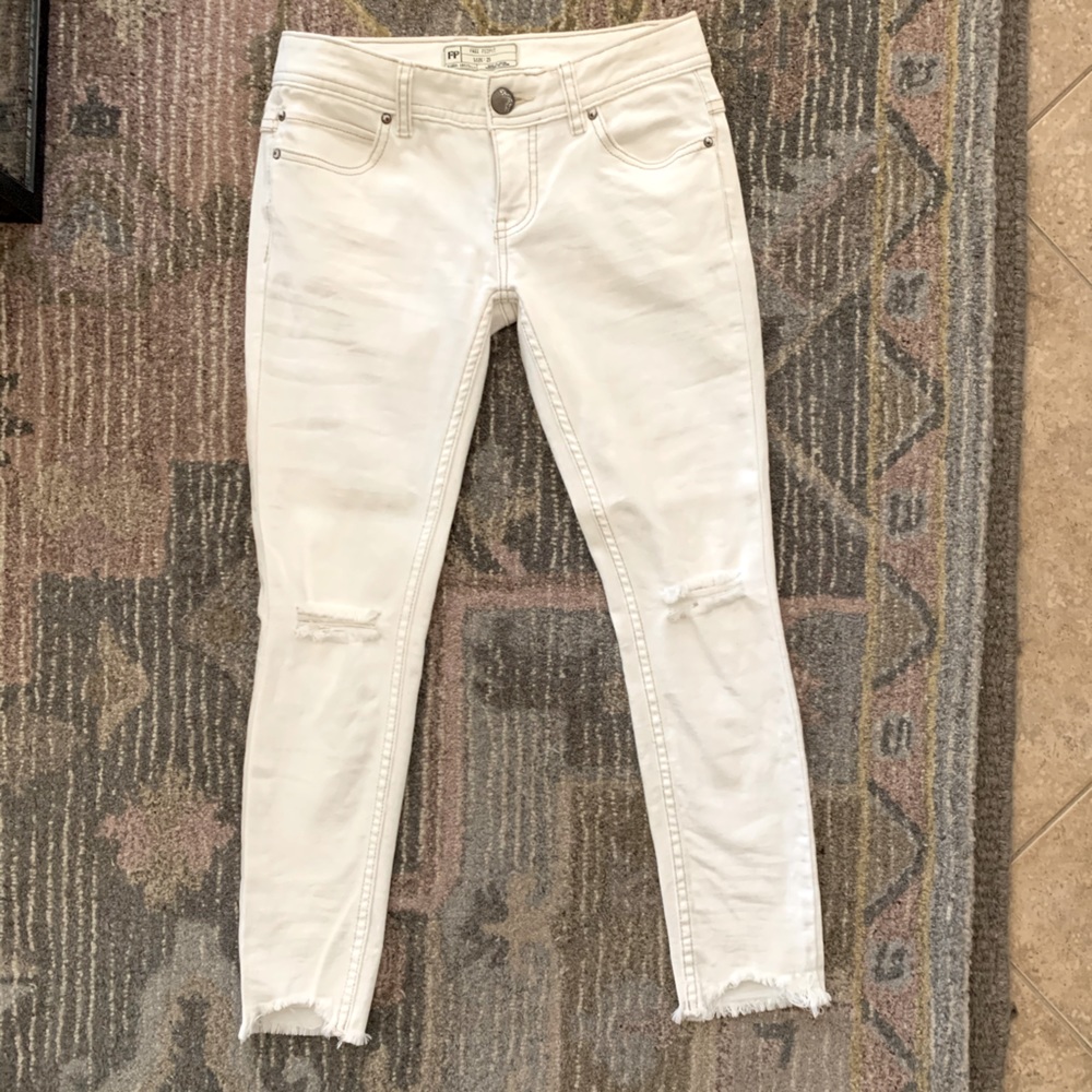 NWOT Free People off white distressed jeans - Picture 2 of 7
